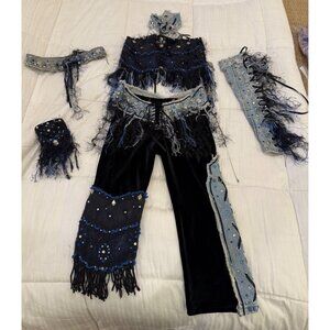 Vintage Bohemian Beaded & Fringed Dance Costume Set